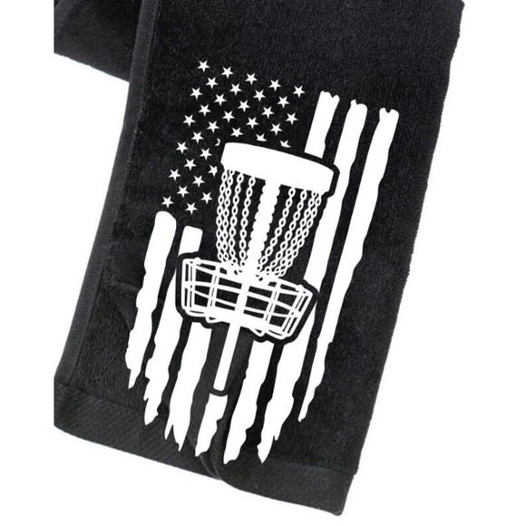 Disc Golf Towel Tri Fold Custom Patriotic Flag Basket Logo Grommet Clip On - Picture 2 of 2